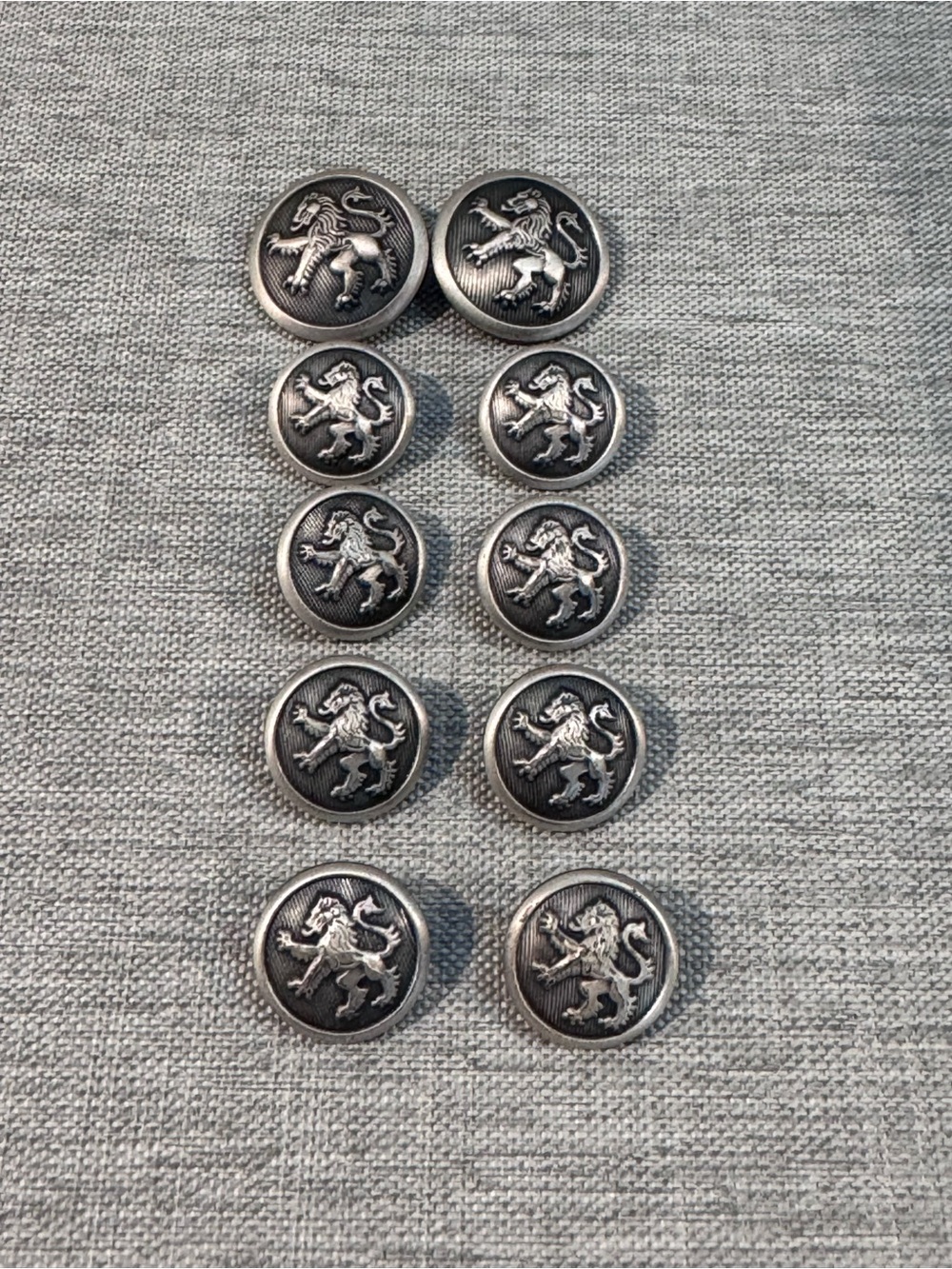 Holland and Sherry England Blazer Button Lot 10 Rampant Lion Antique Silver